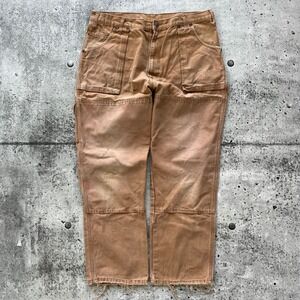 Dickies Pants Mens 38x30 Brown Distressed Double Knee Work Utility Canvas